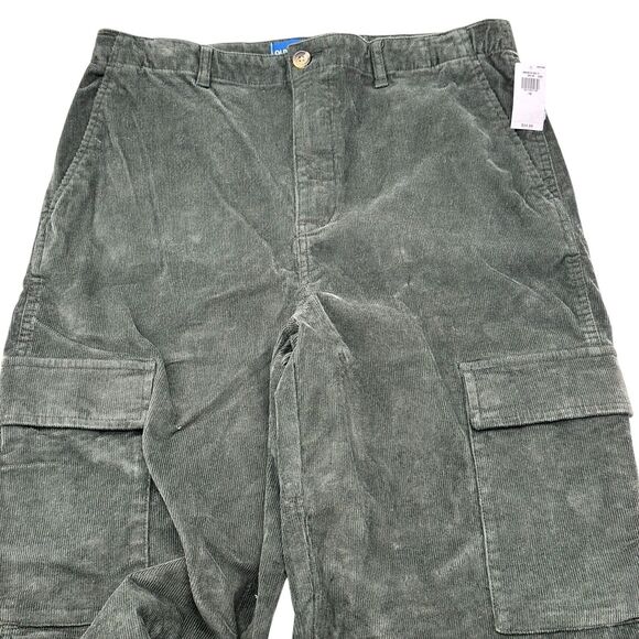 Old Navy Corduroy Cargo Pants Baggy Fit Stretch Boys Sz 18 30x29 Dark Green NWT - Picture 2 of 5
